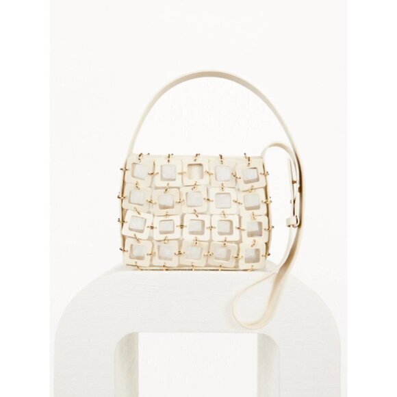 💕CULT GAIA💕 Terra Cutout Square-Link Crossbody Bag ~ Off White NWT - Picture 7 of 16